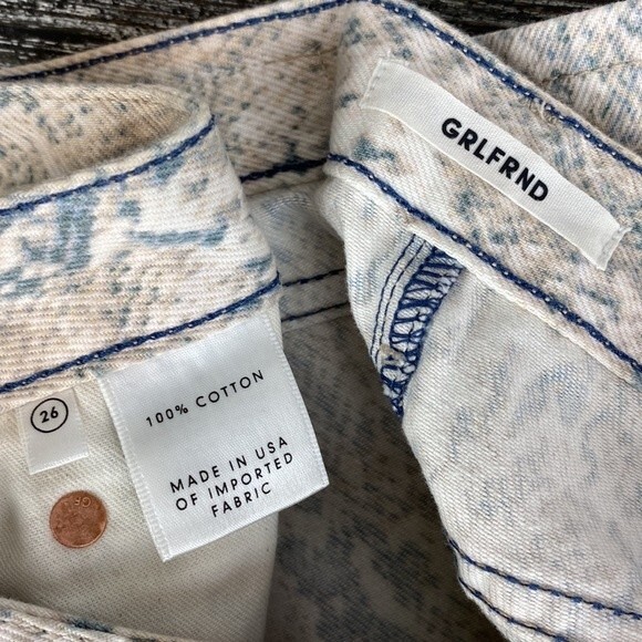 GRLFRND Alyssa Tan & Gray Python Snake Print Denim Mini Skirt 26 S - Picture 6 of 6